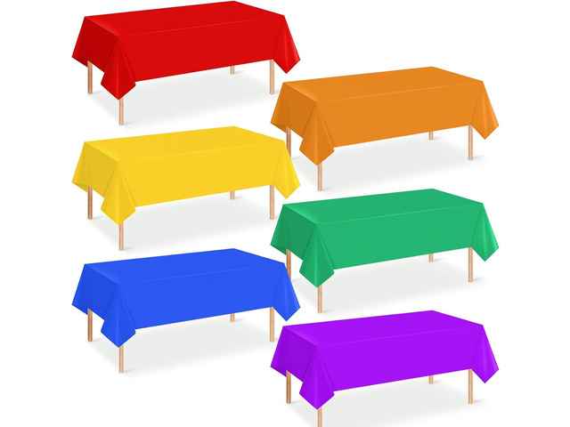 6 Pack 6 Color Rainbow Theme Tablecloth Assorted Color Plastic Tablecloth Disposable Colorful Rectangle Table Covers for Fiesta Wedding Birthday...