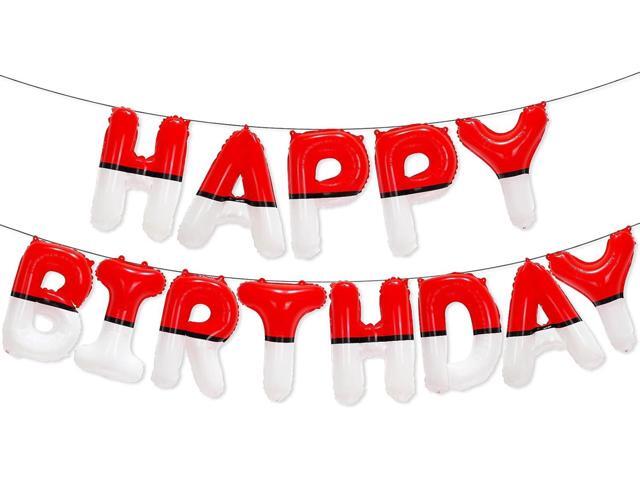Cartoon Red and White Happy Birthday Banner Party Decorations Balloons with Anime Theme Style Letters Signs Party Supplies for Kid's
