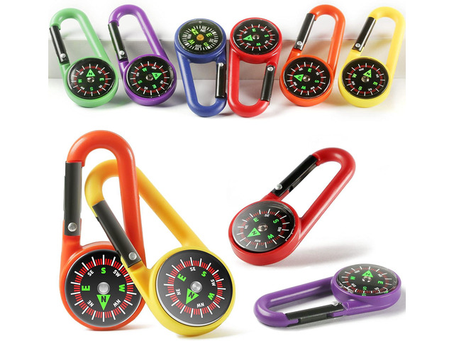 PROLOSO Carabiner Compasses for Kids Toy Compass Belt Clips School Prizes Party Favors 24 Pack