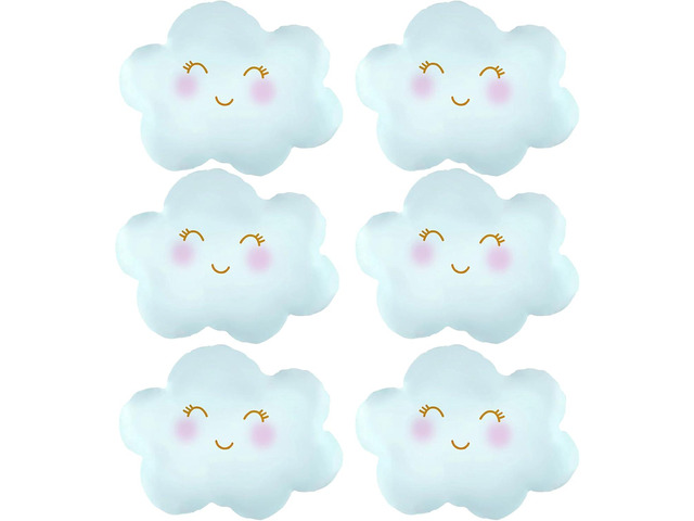 Cloud Balloons Blue Cloud Foil Balloons for Birthday Themed Party Decorations Supplies 6PCS