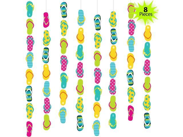 Boao 8 Pieces Flip Flop Decorations 52 Feet Summer Hanging Banner Beach Slipper Garland for Hawaiian Party Birthday Baby Shower Supplies
