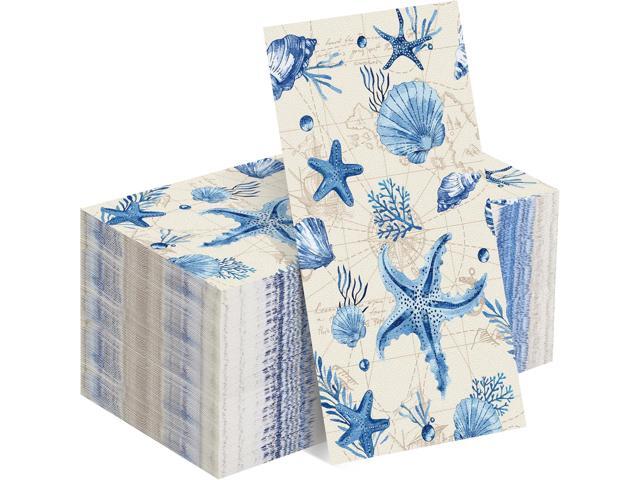 Kochorie 100 Pieces Sea Starfish Napkins Disposable Summer Beach Themed Party Napkins 7.8 x 4.3 Inch Ocean Paper Cocktail Napkins Birthday Supplies.
