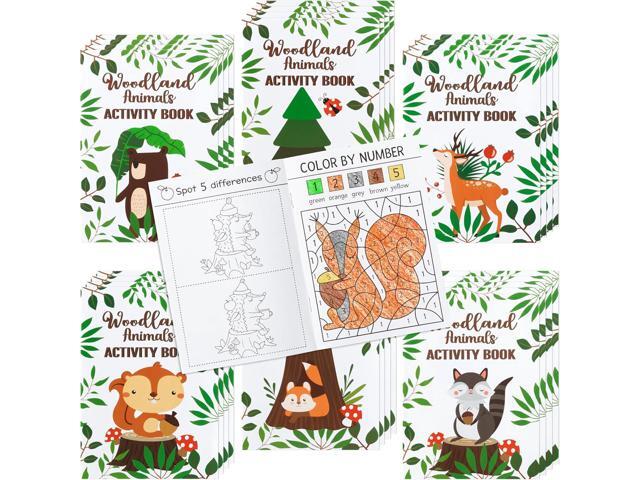 Dvbonike 24Pcs Woodland Animals Activity Books for Kids Forest Creatures Mini Fun Games Coloring Book in Bulk Wild Party Favors Goodie Bags.