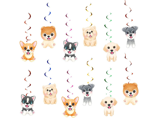 12 Pcs Dog Paw Prints Puppy Hanging Swirls Ceiling Streamers Decorations, for Dog Paw Prints Birthday Party Favors Supplies and Baby Shower...