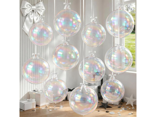 Iridescent 4D Balloons 22/10 Inch Large Holographic Round Foil Ball Balloon Iridescent Mylar Aluminum Balloons for Girls Princess Mermaid Birthday...