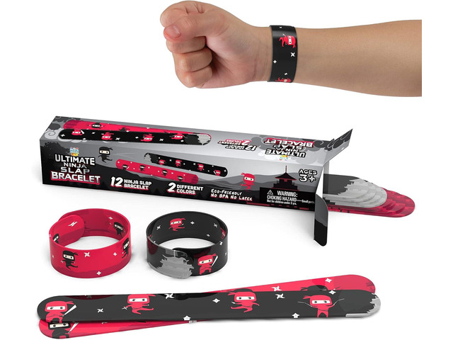 PICK A TOY Ninja Slap Bracelets Party Favors for Kids 12 Pack Flexible Wristbands, Birthday Party Supplies, Goodie Bag Stuffers, Classroom Prizes,...
