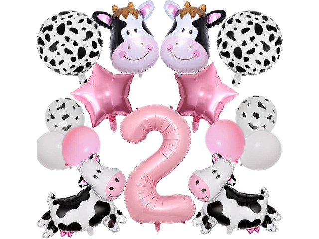 Cow Balloons, Holy Cow Im Two Birthday Decorations Girl Cow Print Balloons 2nd Birthday Party for Cow Farm Animal Theme Cowgirl First Birthday...