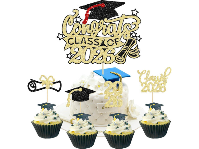Gyufise 25Pcs Graduation Cupcake Toppers Congrats Grad Class of 2026 Cake Decoration for We Are Proud of You Themed Graduation Cap Diploma Cake...
