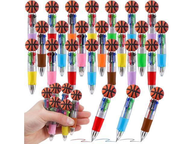 24 Pack Basketball Party Favors Bulk - Multicolor Mini Pens, Classroom Prizes, Goodie Bag Stuffers Supplies
