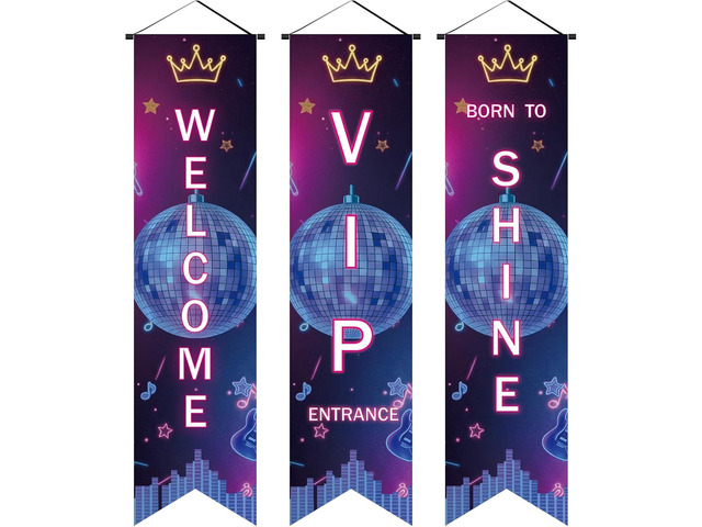 Blulu 3 Purple 3 Purple VIP Party Decorations Roaring 20s Movie Night Banner VIP Porch Sign Movie Theater Now Showing Hanging Porch Sign 1920s...
