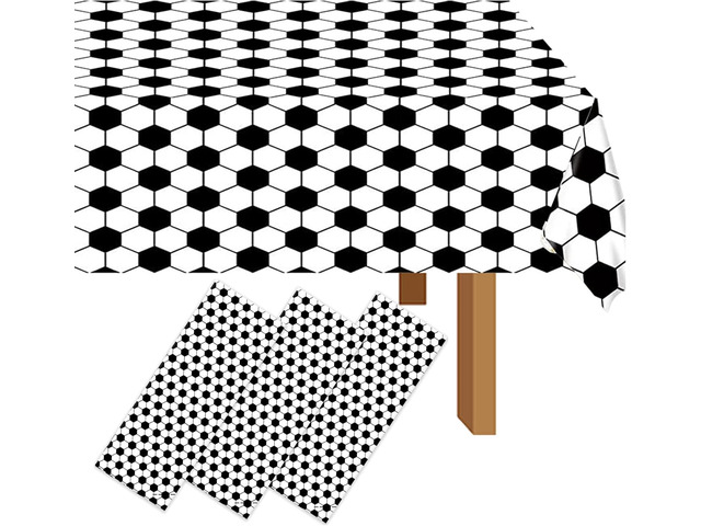 3PCS Soccer Tablecloths Football Table Covers Disposable Rectangle for Sports Birthday Decorations World Cup Theme Party Supplies Favors (54 X 87inch)