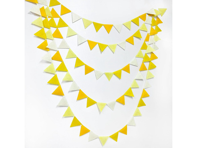 Yellow Party Decorations Ombre Yellow Felt Hanging Triangle Mini Bunting Pennant Banner Flag for Birthday Wedding Baby Shower Bridal Shower...