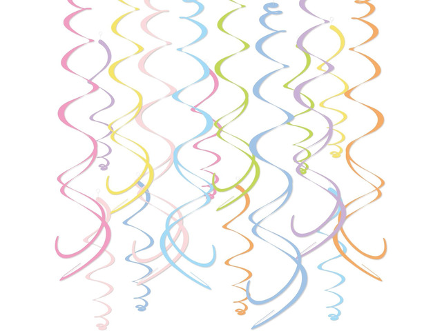 HonuGoGo 48PCS Pastel Paper Swirl Decorations Hanging Ceiling Streamers for Birthday, Spring, Bridal, Gender Reveal, Wedding, or Everyday Party Decor