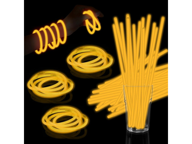 60 Pack 8 Orange Glow Sticks Bulk with 60 Connectors Neon Glow In The Dark Party favors Supplies for Holiday Birthday Party Decoration (Orange)