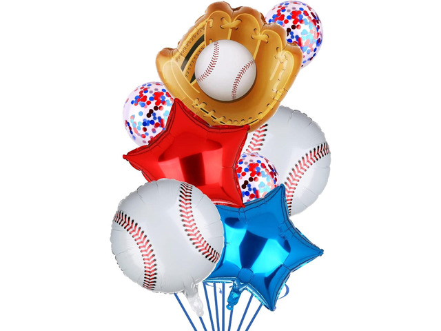 Baseball Birthday Party Foil Balloons Set Decorations Glove Round Baseball Theme Mylar Confetti Balloon Supplies Baby Shower