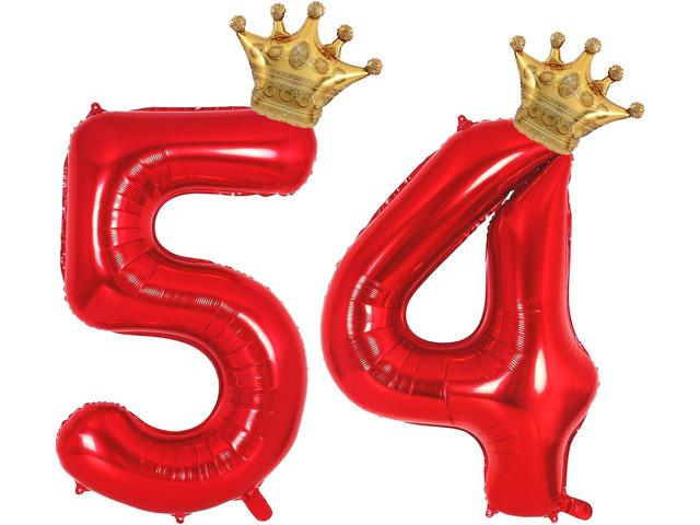 Red 54 45 Balloon Numbers 40 Inch Giant 54th 45th Birthday Balloon, Helium Mylar Foil Number 54 45 Balloons for Red and Gold Birthday Party...