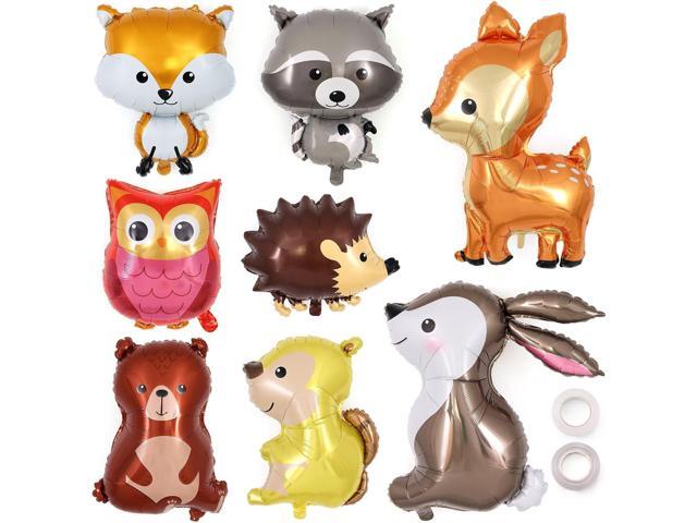 Woodland Animal Balloons, 8 Pcs Large Cute Forest Animal Foil Balloons, Deer Fox Squirrel Rabbit Balloons for Woodland Themed Party Camping...