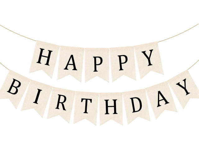 Domeny Happy Birthday Burlap Banner Boho Birthday Bunting Banner Black Bohemian Birthdays Bunting Garland Rustic White Birthday Party Hanging...