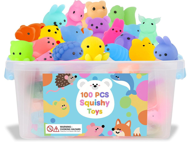 100 Pcs Party Favors & Squishy Toys Bulk for Kids 4-12, Fidget Toys Sensory Stress Relief Toys for Classroom Prizes, Christmas Stocking Stuffers,...