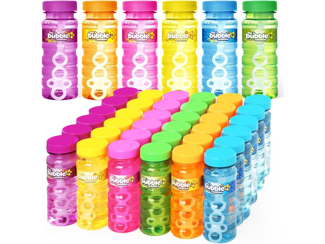 Shemira 48 Pcs Bubble Bottles with Wand, Bubble Party Favor Supply for Summer Indoor & Outdoor Activities, 4 OZ Bubble Solution Summer Toy in 6...