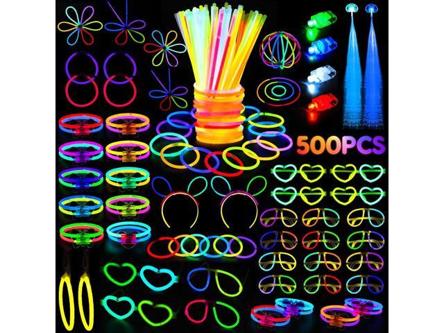SHQDD 500 Glow Sticks Set, Glow in the Dark Party Supplies for Kids Adults - 200 Glow Sticks + 300 Accessories to DIY Bracelets/Necklaces/Glasses,...