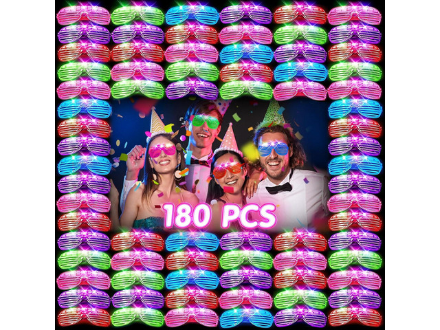 HONLYNE 180 PCS Light Up Glasses, Glow In The Dark Party Supplies, LED Glasses, Neon Flashing Glasses Bulk for Kids and Adults, Glow Glasses for...