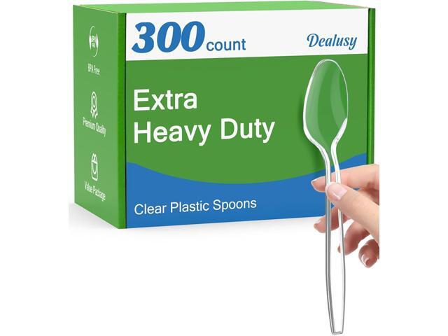 Dealusy 300 Count Clear Plastic Spoons Disposable, BPA-Free, Heat Resistant, Solid and Durable Disposable Spoons Heavy Duty Bulk, Premium Spoons...