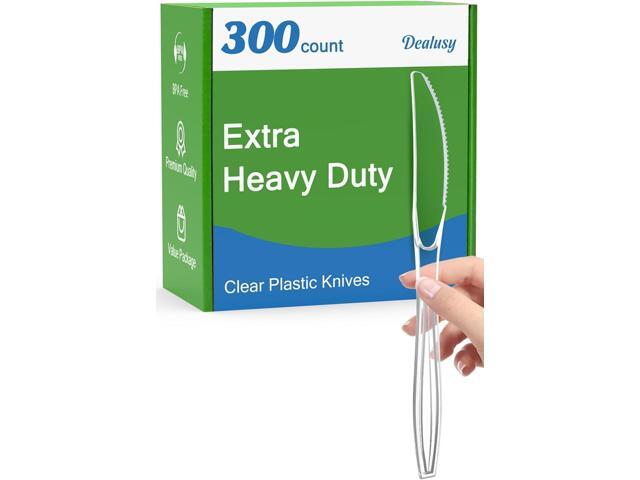 Dealusy 300 Count Extra Heavy Duty Clear Plastic Knives Disposable, BPA-Free, Heat Resistant, Solid and Durable Disposable Knives Bulk, Premium...