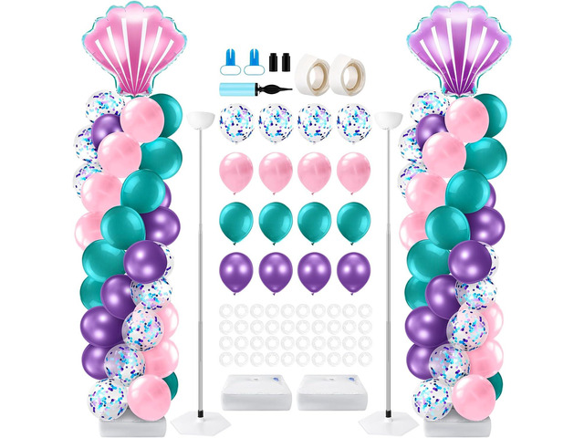 Kasyat 2 Set Mermaid Balloon Column Stand Kit Adjustable Mermaid Balloon arch kit for Wedding Baby Shower Birthday Party decoration Supplies