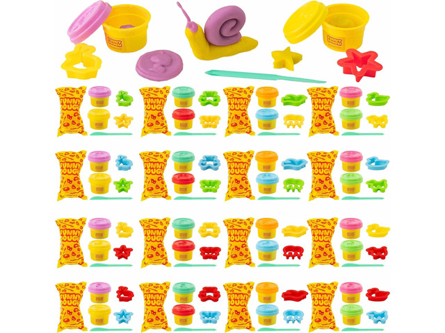 BONNYCO Play Dough Set with Molds and Goody Bags, Pack 16 Party Favors for Kids Age 3-9. Bulk Gifts, Kids Toys, Mini Birthday Games, Stocking...