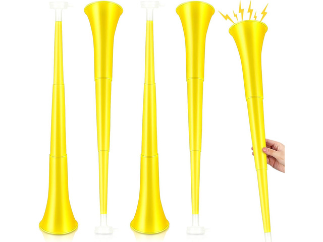 Sosation 4 Pieces Collapsible Stadium Horn 24 Inch Vuvuzela Plastic Trumpet Horn Blow Noisemakers for Sporting Events Football Games School Sports...