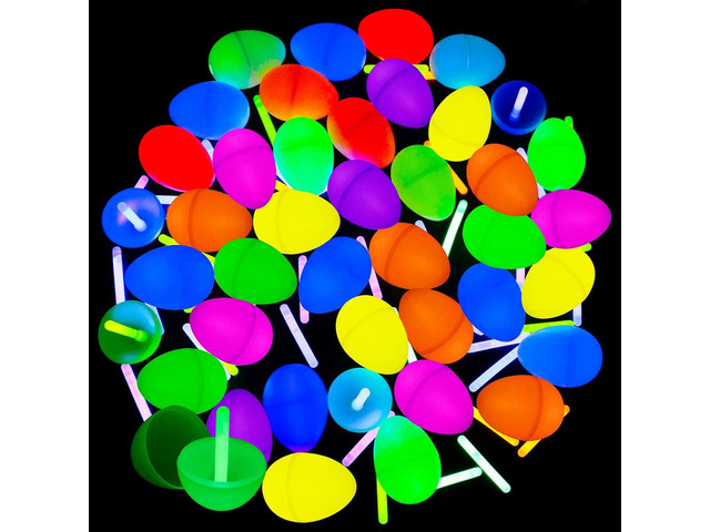 MGparty 72 Easter Glow Eggs with 108 Mini Glow Sticks for Kids Glow-in-The-Dark Easter Egg Hunt, Easter Basket Stuffers Fillers, Party Favors,...