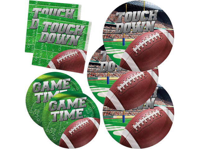 Football Party Supplies Kit Serve 50, Includes Dinner Plates, Dessert Plates, Napkins,Football Birthday Party Football Game Day Tailgate Party...