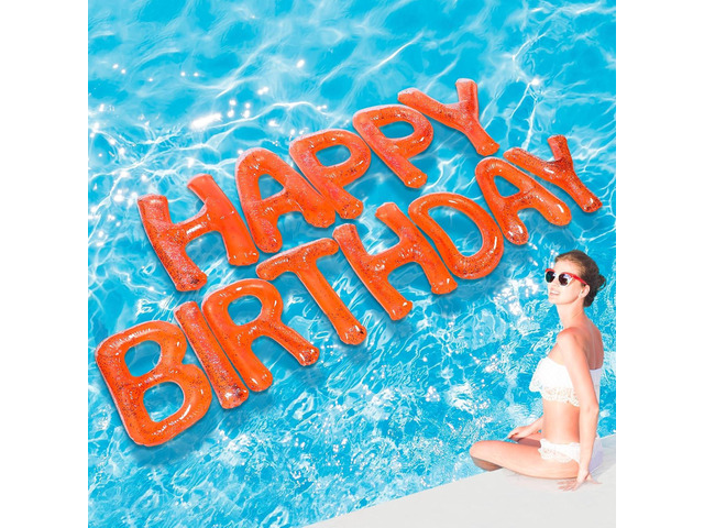 Shappy Happy Birthday Pool Large Floating Letter Balloons with Adhesive Dots Inflatable Pool Decorations for Summer Birthday Party