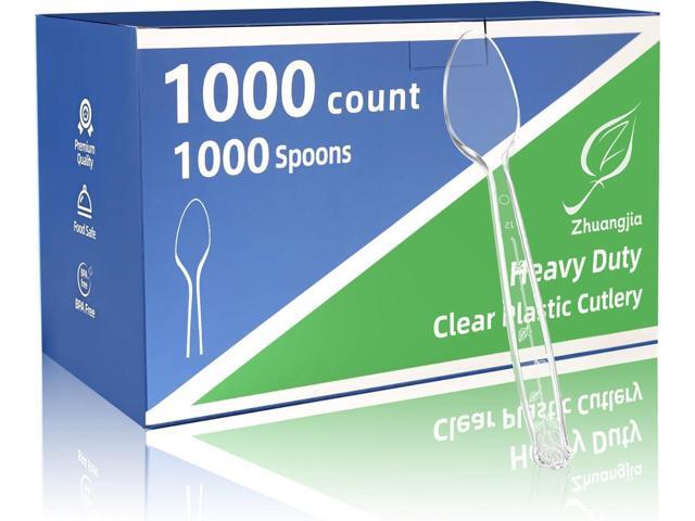 1000 Count Heavy Duty Clear Plastic Spoons Disposable, BPA-Free, Heat Resistant, Durable Disposable Forks Bulk for Catering & Events - Plastic...