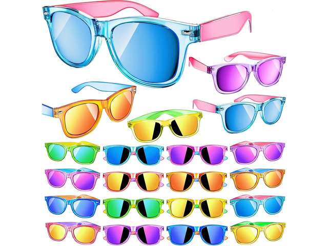 GIFTINBOX 24 Pack Kids Sunglasses Bulk Party Favor, Valentines Day Gifts Neon Sunglasses for Boys Girls Goody Bag Stuffers, Beach Pool Birthday...