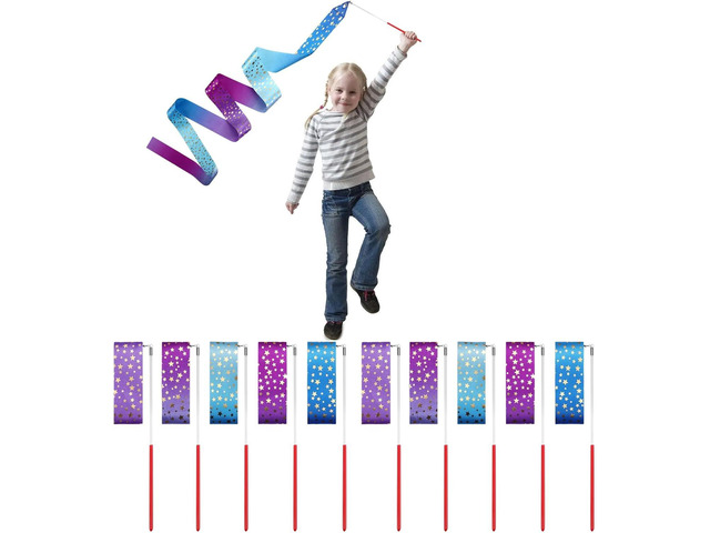 AITIME 20 Pack Ribbon Wands for Kids - 78.7' Rhythmic Gymnastics Dance Ribbons with Star Streamers, Party Favors for Girls Birthday, Princess...