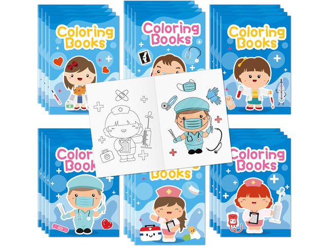 Mini Medical Coloring Books for Kids - 24Pcs Bulk Doctor Nurse Theme Coloring Booklet Medical Theme DIY Art Drawing Book for Toddlers Party Favors...
