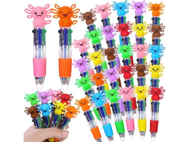 Vellibring 36pcs Fun Pens Axolotl Mini Multicolor Pens in One 4-in-1 Bulk Kawaii Axolotl Cute Writing Stationery for Brithday Gifts Party Favors...