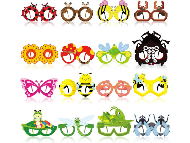 32 Pcs Bug Party Decorations Summer Insect Party Favors Bugs Paper Glasses Frame Insect Photo Booth Props Eyeglasses for Summer Spring Bugs...
