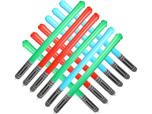 Inflatable Light Saber Sword 12PCS 4 Green 4 Red 4 Blue for Birthday Party Favor