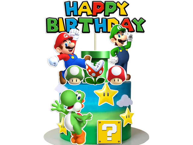 14Pcs Super Bros Cake Topper for Birthday Party Decoration, Super Brother Birthday Party Supplies- Fun Kid's Party Cupcake Decoration!