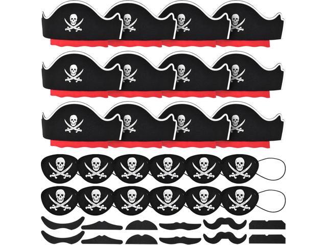 Halatool 36 Pcs Pirate Accessories for Kids Complete Pirate Party Set for 12 Person with Soft Felt Hats, Eye Patches & Mustaches, Perfect for...