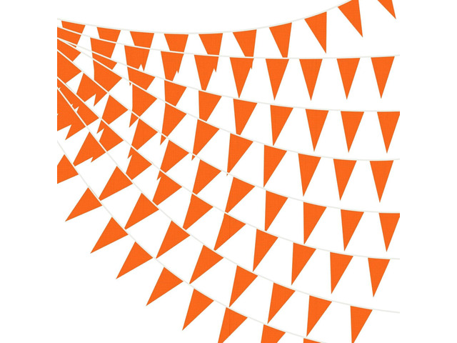 Tatuo 820 ft 500 Pcs Pennant Banner Flag String Hanging Triangle Bunting Flag for Carnival Party Outdoor Events Birthday Classroom Decoration(Orange)
