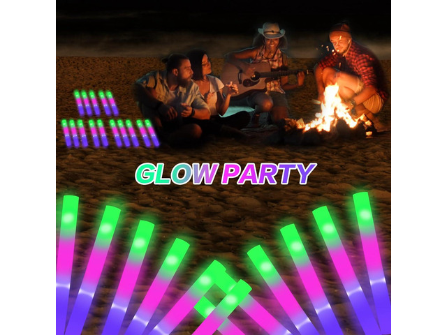 AWANG 12 Pcs Glow Sticks With 3 Modes Colorful Flashing Glow In The Dark Party Supplies Multicolor Bulk LED Foam Glow Sticks For Wedding Raves...