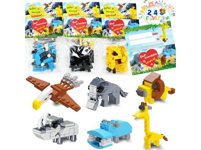 WODMAZ 24 Packs Safari Animal Building Blocks for Kids, Animal Building Toys Set for Birthday Party Favor Easter Egg Fillers, Valentines Easter...