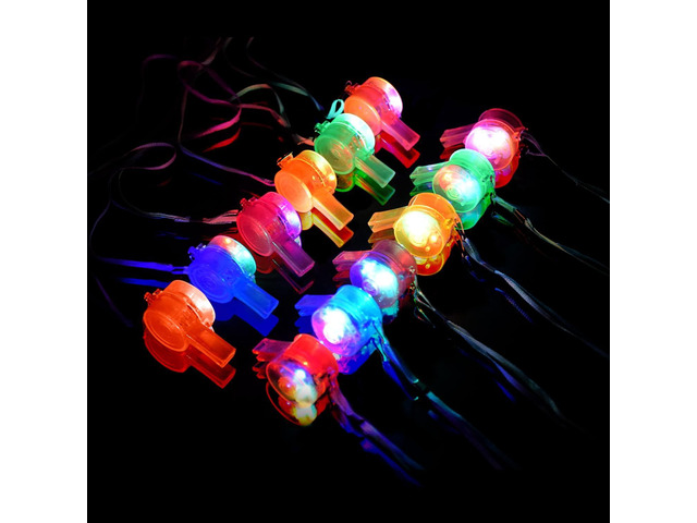 M. best Glow Whistles Bulk Party Supplies - LED Light Up Whistle with Lanyard Necklace Glow in The Dark Fun Party Favors for Kids & Adults,12 Pack