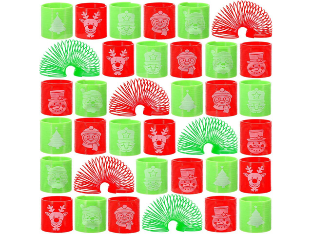 36PCS Christmas Coil Springs for Kids - Assorted Christmas Theme Pattern and Colors Magic Spring Toys, Christmas Party Favors, Christmas Stocking...
