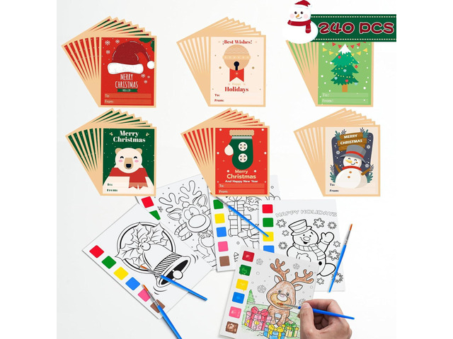 Christmas Party Favors for Kids 30 Pack Christmas Watercolor Coloring Books with Xmas Cards Christmas Craft for Girls Boys Stocking Goodie Bag...