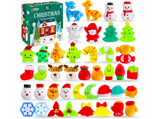 Christmas Goodie Bag Stuffers 42 Pcs Christmas Squishies Toys for Kids Bulk Mochi Squishies Fidget Stress Relief Toy Stocking Stuffers Christmas...
